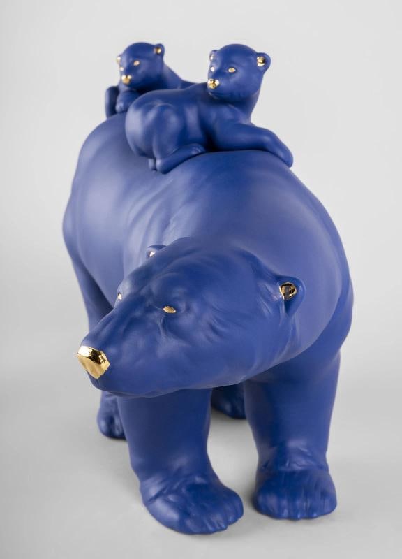 LLADRO LIMITED ED. BLUE-GOLD MUMMY BEAR & BABIES FIGURINE #9565 BRAND NIB - 6