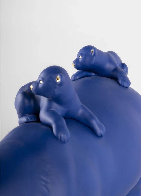 LLADRO LIMITED ED. BLUE-GOLD MUMMY BEAR & BABIES FIGURINE #9565 BRAND NIB - 7