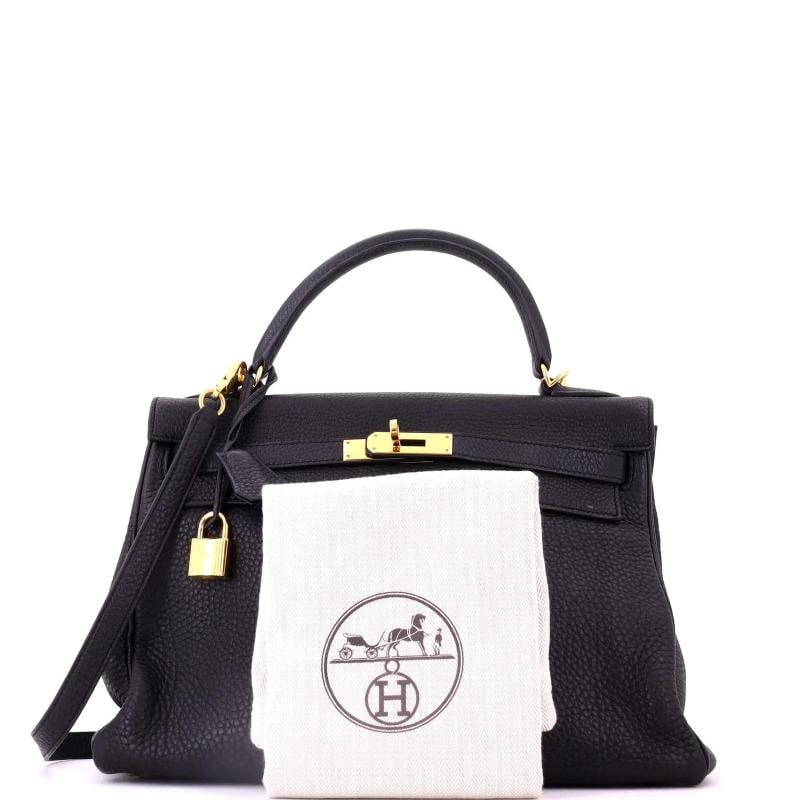 Hermes Kelly Handbag Black Togo with Gold Hardware 32 - 2