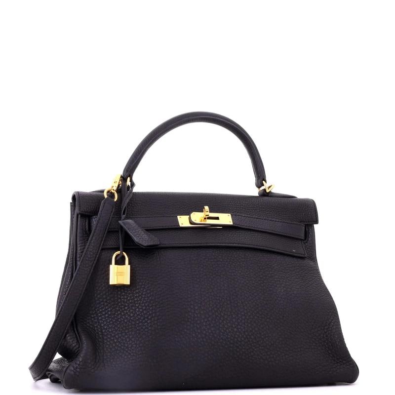 Hermes Kelly Handbag Black Togo with Gold Hardware 32 - 3