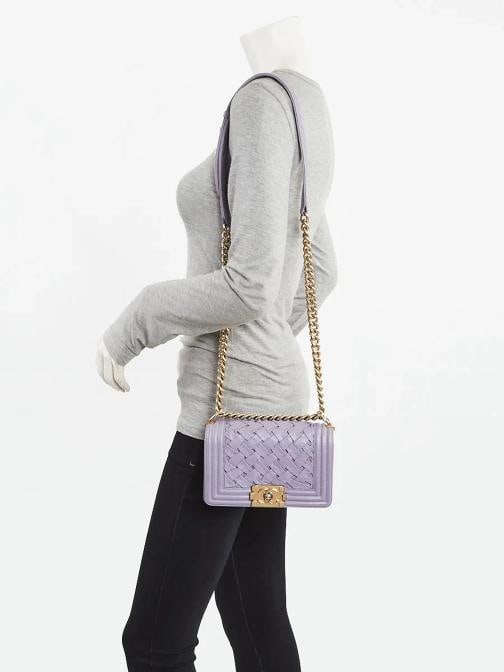 Chanel Purple Woven Lambskin Leather Paris-Versailles Small Boy Bag - 2