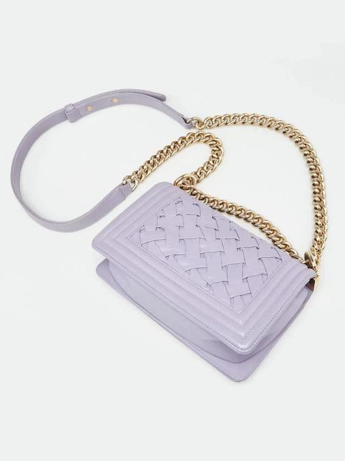 Chanel Purple Woven Lambskin Leather Paris-Versailles Small Boy Bag - 3