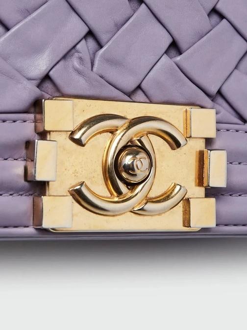 Chanel Purple Woven Lambskin Leather Paris-Versailles Small Boy Bag - 5