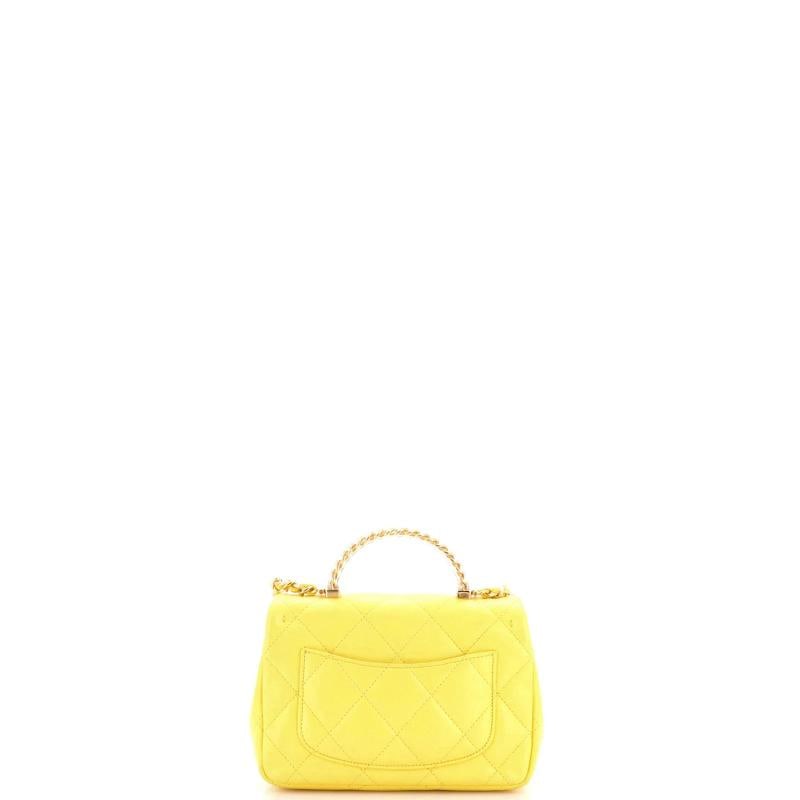 Chanel Resin Chain Top Handle Flap Bag Quilted Lambskin Mini - 3