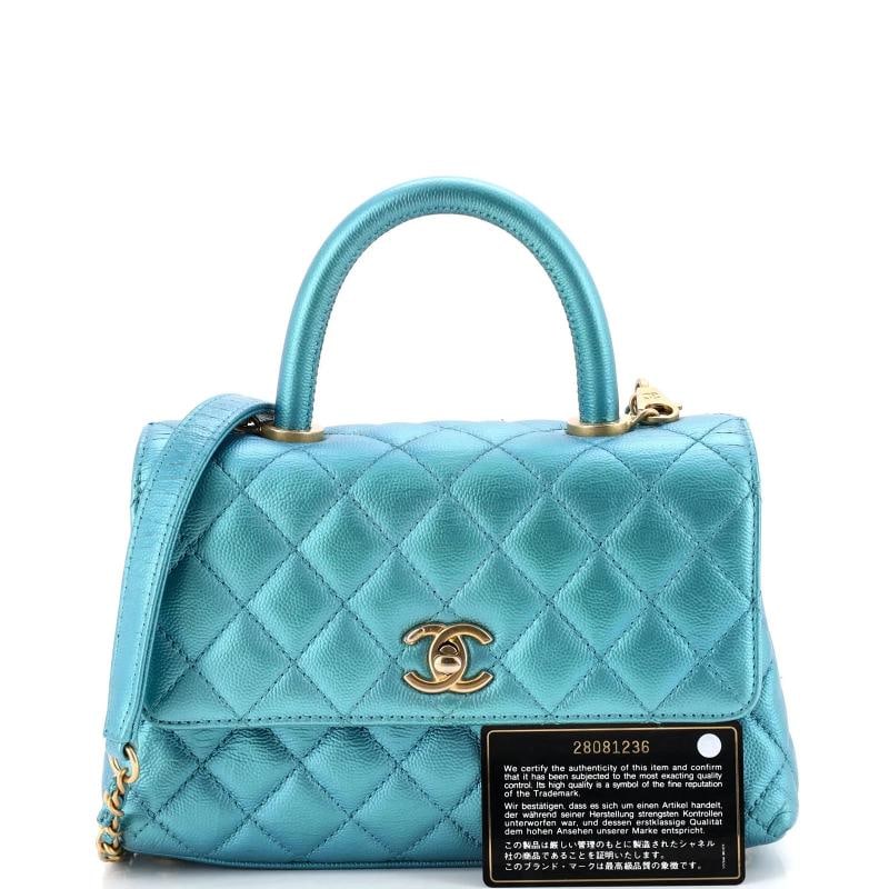 Chanel Coco Top Handle Bag Quilted Iridescent Caviar Mini - 2