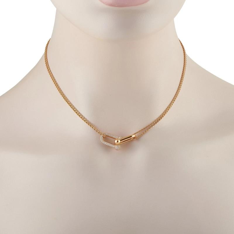 Tiffany & Co. HardWear 18K Rose Gold 0.74ct Diamond Double Link Large Pendant N - 2