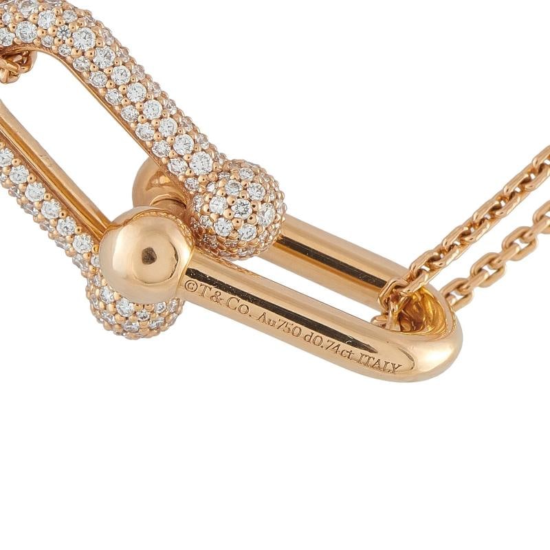 Tiffany & Co. HardWear 18K Rose Gold 0.74ct Diamond Double Link Large Pendant N - 5