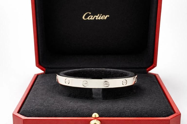 Cartier LOVE 18k White Gold Classic Model Bracelet Size 16 Box - 3