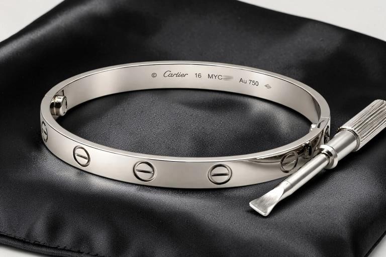 Cartier LOVE 18k White Gold Classic Model Bracelet Size 16 Box - 8