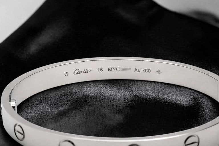 Cartier LOVE 18k White Gold Classic Model Bracelet Size 16 Box - 9
