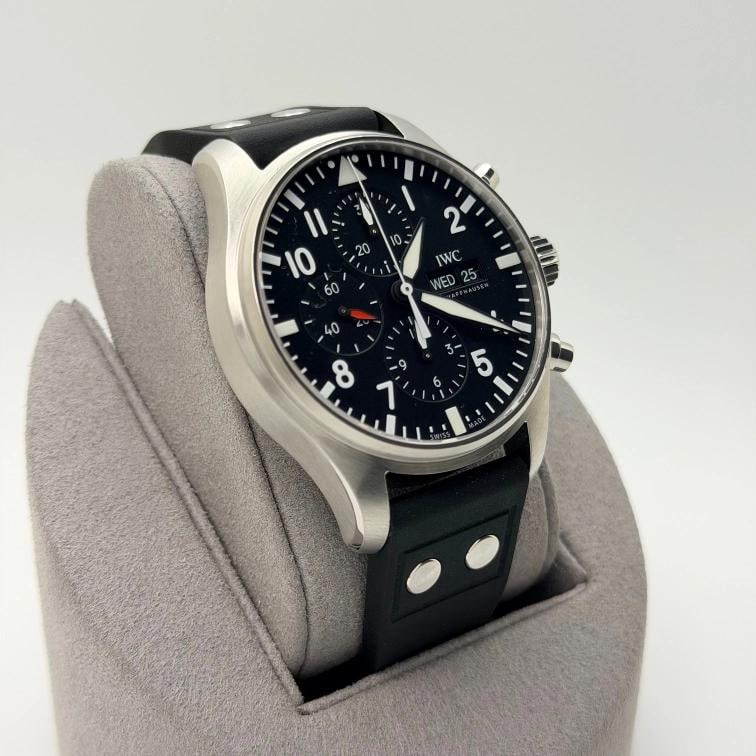 IWC Pilot Chronograph IW377709 43mm Black Dial Stainless Steel Box Papers - 4