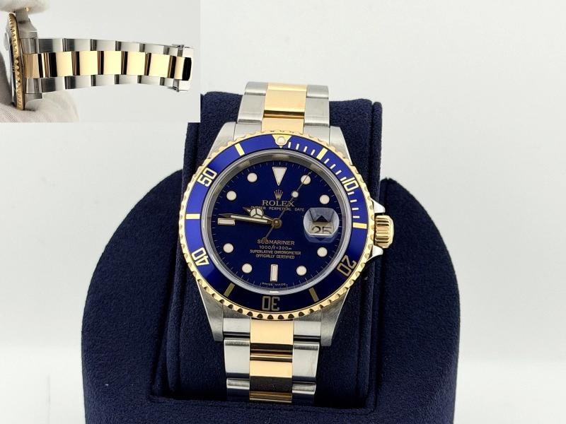 2007 Rolex Submariner Date Blue 16613 40mm Blue Dial 18k Yellow Gold Steel - 15