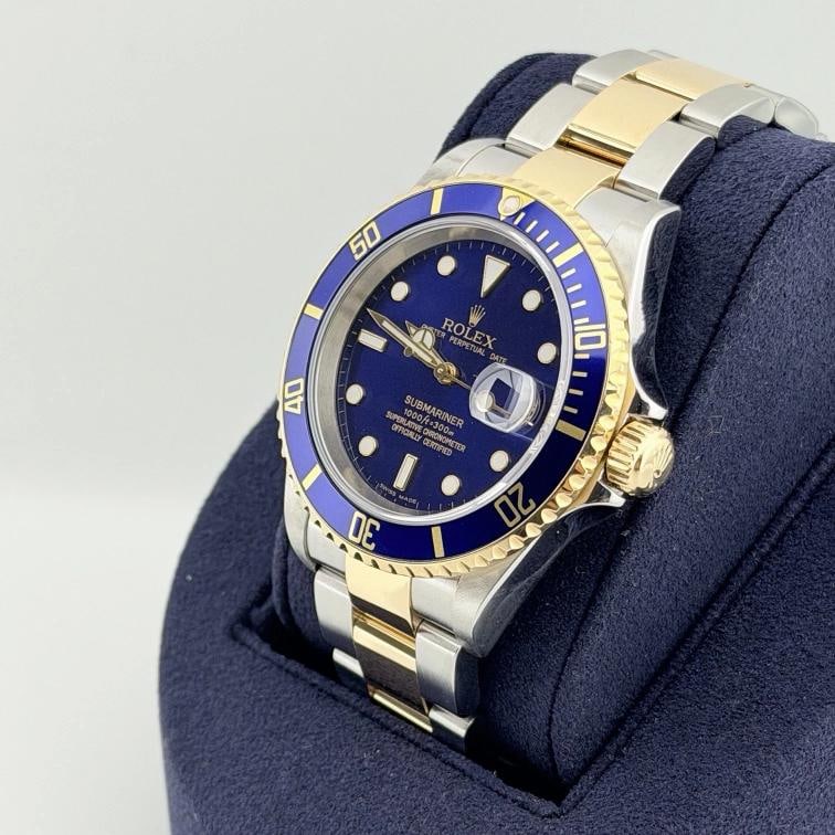 2007 Rolex Submariner Date Blue 16613 40mm Blue Dial 18k Yellow Gold Steel - 8