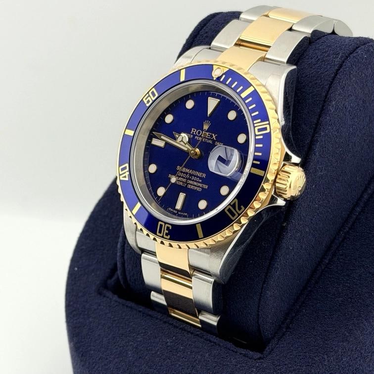 2007 Rolex Submariner Date Blue 16613 40mm Blue Dial 18k Yellow Gold Steel - 9