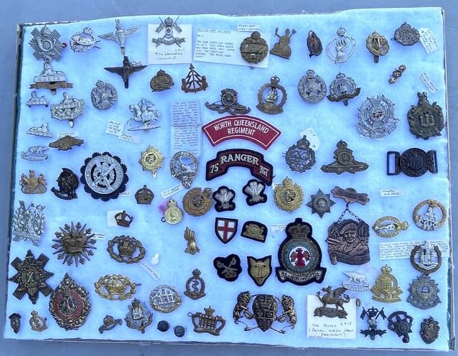 Lot Of 50+ Vintage Military Badges~(Mostly From WW1-WW2): mostly British, but a few Canadian/Australian/etc. are in the lot. Most are WWI or WWII. There is some varying wear from use, age & storage, but overall they are in good condition. The pins/badges/pat