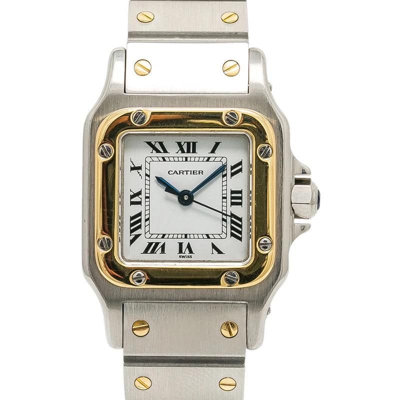 Cartier Santos Galbee W20012C18K YG two tone Quartz White Dial watch 23mm: Case Size 23mm Wrist Fit 6 inches Box No Papers No Condition Ã¢â‚¬â€ Pre-owned Full Specifications Brand Cartier Model Santos Galbee Customized No Serial # 0