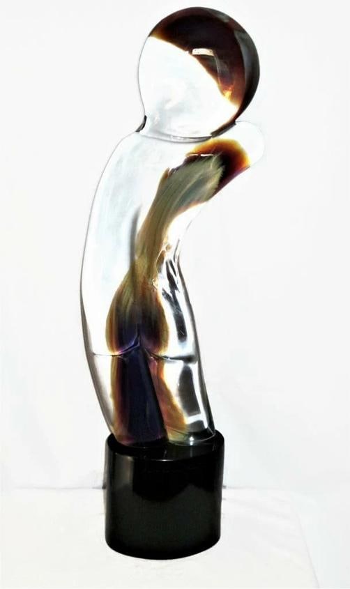 Loredano Rosin Signed Art Glass Sculpture~(30 3/4" H x11 1/2" by 5 1/2 W": Condition: Used,Country of Origin: Italy,Brand: Loredano Rosin,Type: Figurine,Country/Region of Origin: Italy,Color: Clear,Model: Sculpture,Material: Glass,Features: Signed,Subject/Theme: