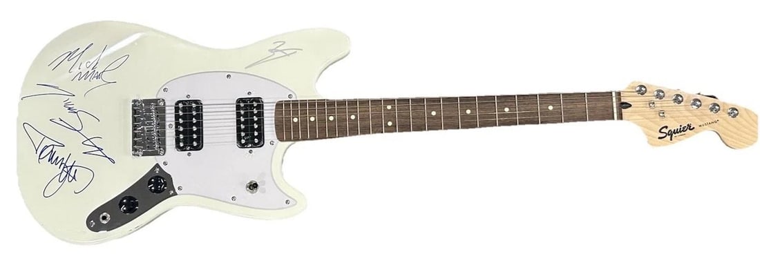 Motley Crue: Tommy Lee, Nikki Sixx, Vince Neil, and Mick Mars Signed Guitar (JSA): Industry: Music,Signed: Yes,Autograph Authentication: James Spence (JSA),Object Type: Guitar & Guitar Pick,Original/Reproduction: Original,Country of Origin: Unknown