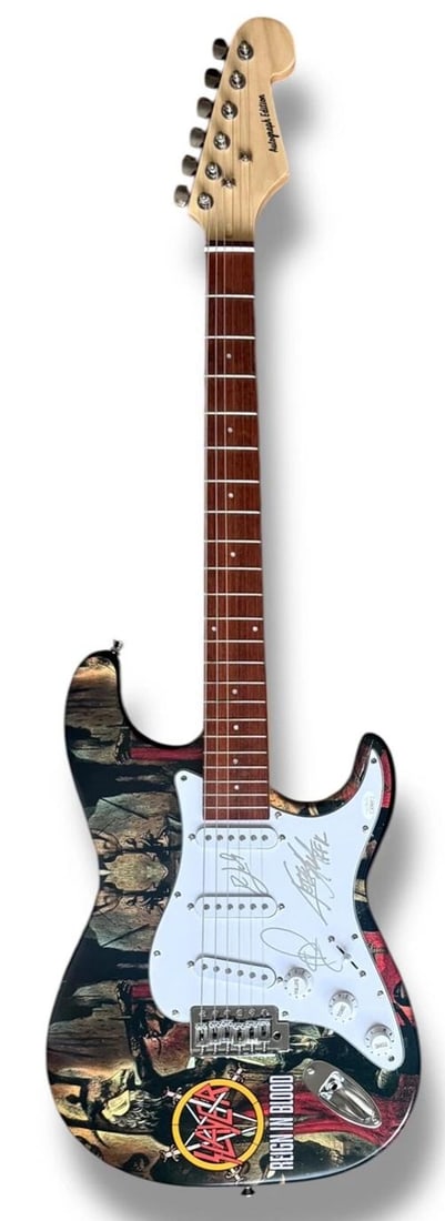 SLAYER: Kerry King, Tom Araya & Dave Lombardo Signed Custom Guitar (JSA) - 3