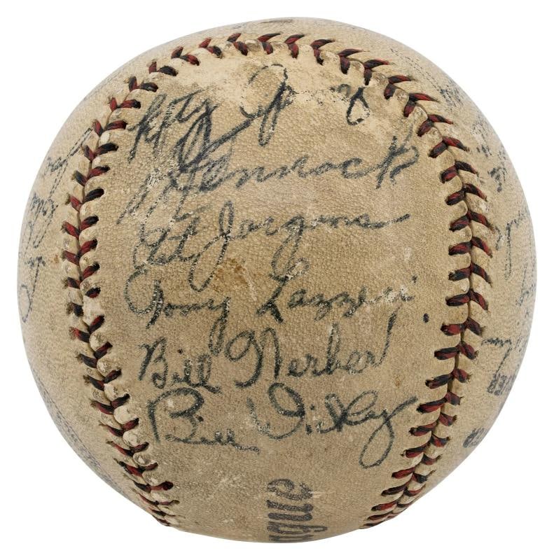 Babe Ruth & Lou Gehrig 1933 New York Yankees Team Signed Baseball JSA COA - 3