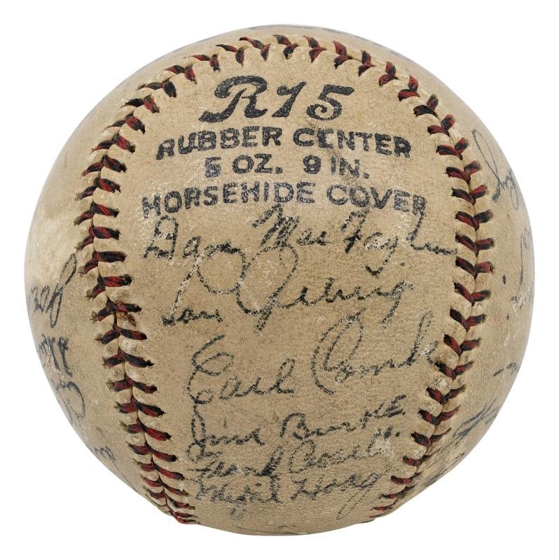 Babe Ruth & Lou Gehrig 1933 New York Yankees Team Signed Baseball JSA COA - 4