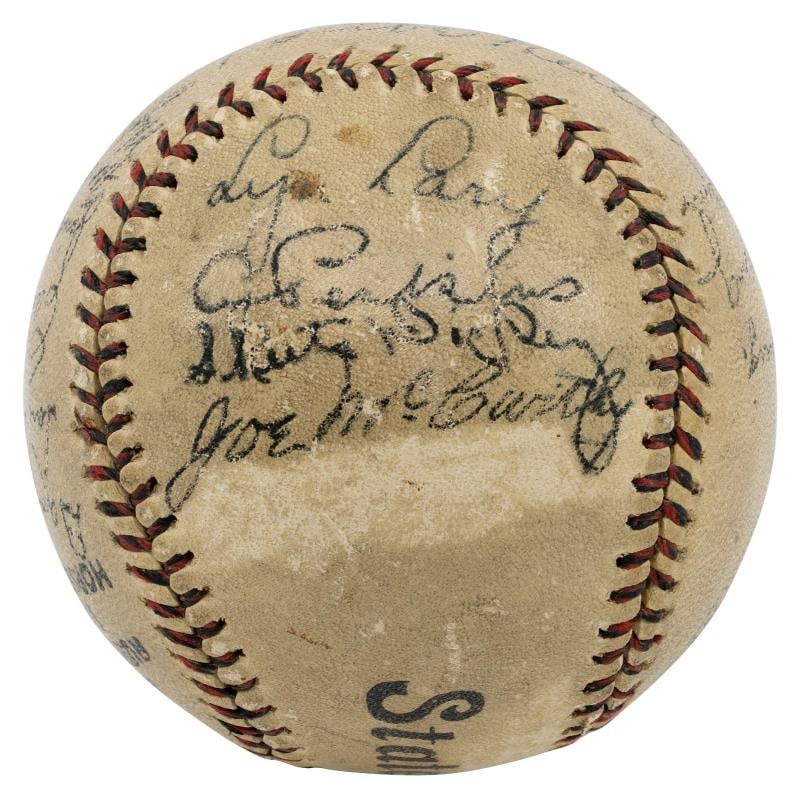 Babe Ruth & Lou Gehrig 1933 New York Yankees Team Signed Baseball JSA COA - 5
