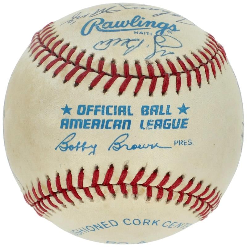 1953 New York Yankees World Series Champs Team Signed Baseball Mickey Mantle BAS - 6