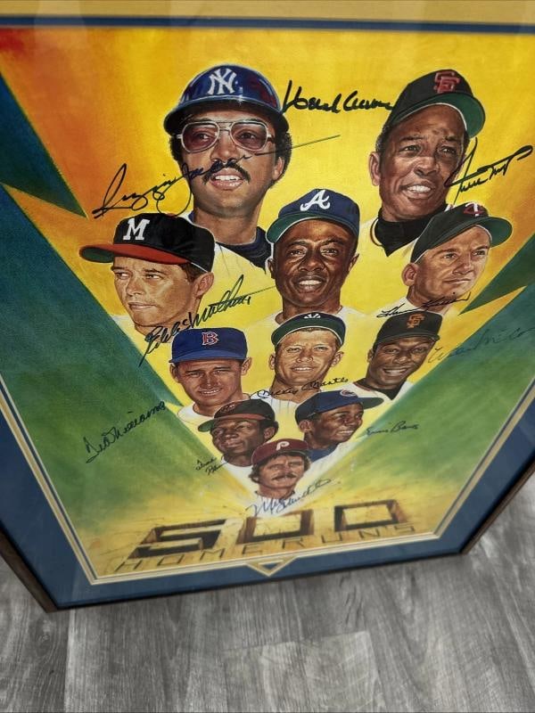 500 Home Run Club Signed Large Photo Litho Mickey Mantle Ted Williams JSA COA - 3