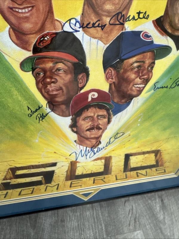 500 Home Run Club Signed Large Photo Litho Mickey Mantle Ted Williams JSA COA - 5