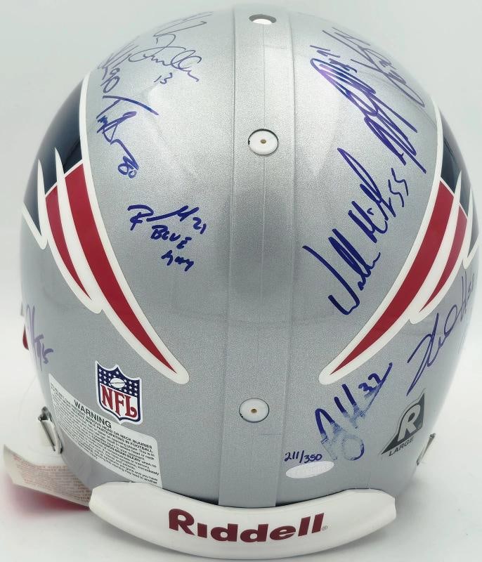 2005 Patriots Team Auto Silver Full Size Authentic Helmet 29 Sigs Tom Brady /350 - 4