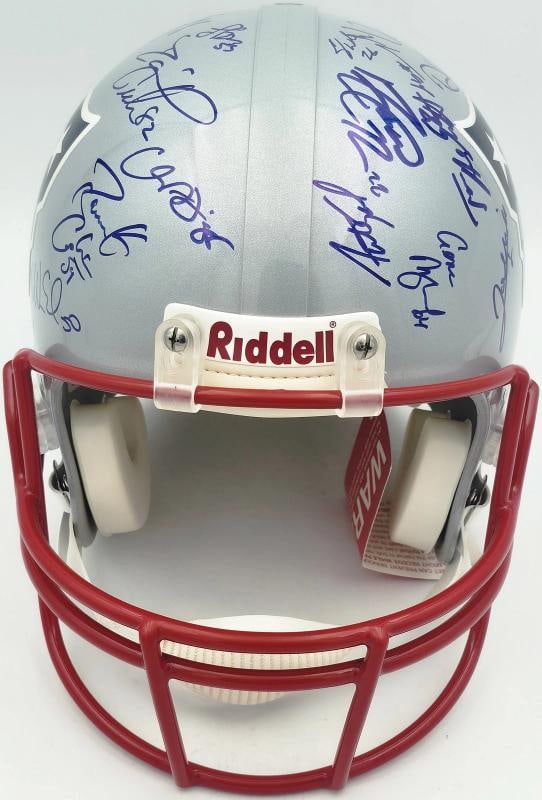 2005 Patriots Team Auto Silver Full Size Authentic Helmet 29 Sigs Tom Brady /350 - 5