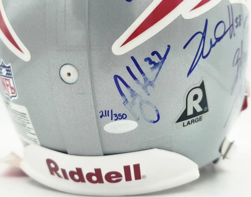 2005 Patriots Team Auto Silver Full Size Authentic Helmet 29 Sigs Tom Brady /350 - 6