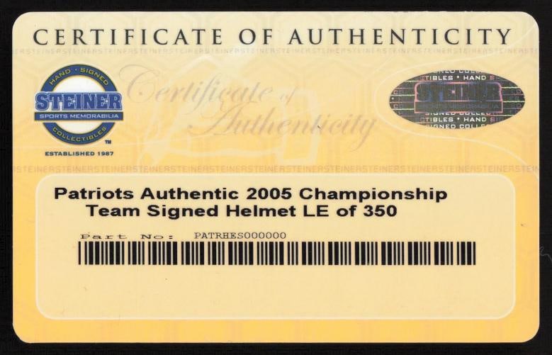 2005 Patriots Team Auto Silver Full Size Authentic Helmet 29 Sigs Tom Brady /350 - 8
