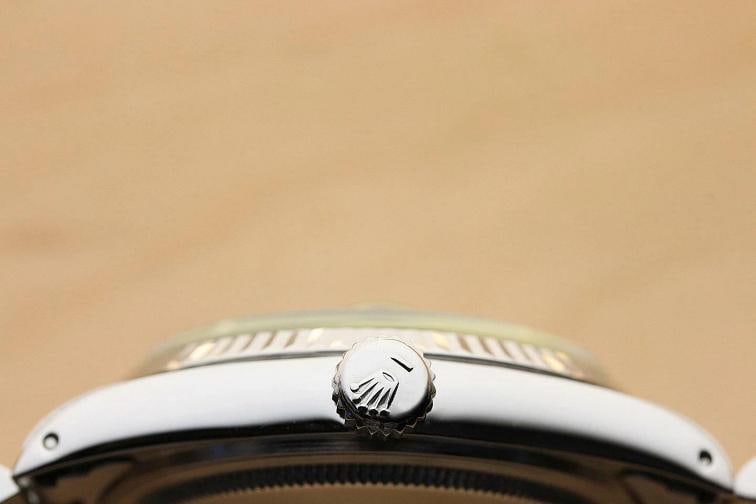 MENS ROLEX DATEJUST 16014 MOTHER OF PEARL ROMAN 18K WHITE GOLD STEEL WATCH - 8