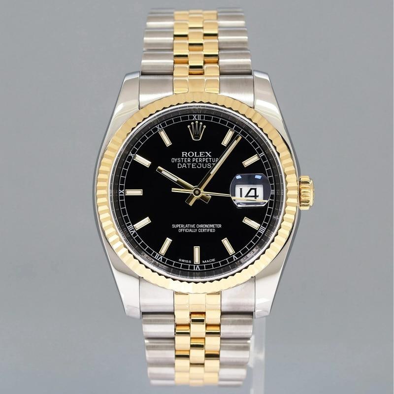 2014 MINT Rolex 116233 DateJust Two Tone Yellow Gold Steel Black Jubilee 36mm - 2