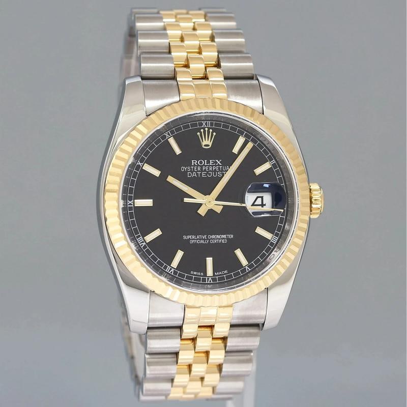 2014 MINT Rolex 116233 DateJust Two Tone Yellow Gold Steel Black Jubilee 36mm - 3