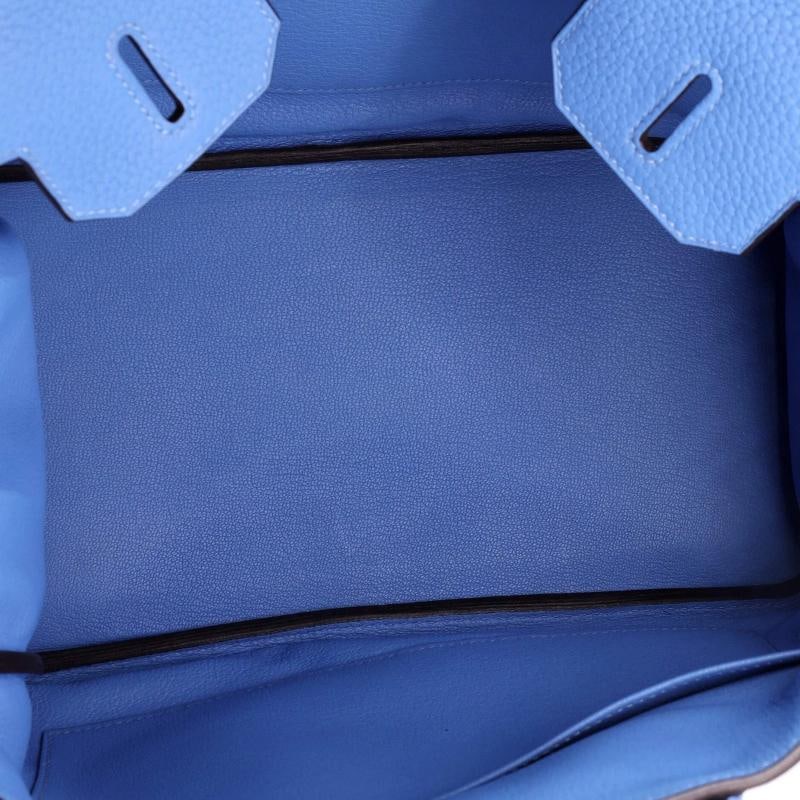 Hermes Birkin Handbag Blue Clemence with Gold Hardware 30 - 7