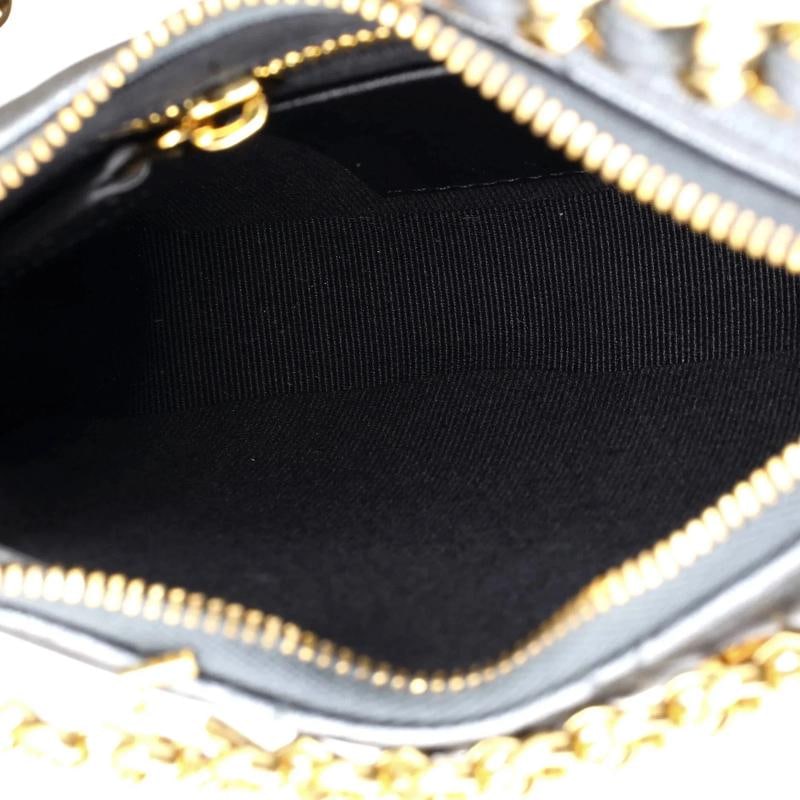 Chanel Logo Letters Top Handle Chain Crossbody Bag Quilted Lambskin Small - 5