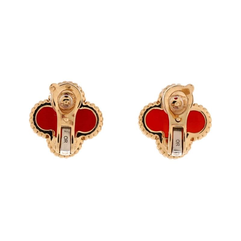 Van Cleef & Arpels Vintage Alhambra Earrings 18K Yellow Gold and Carnelian - 3