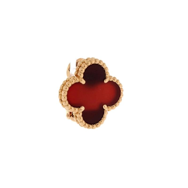 Van Cleef & Arpels Vintage Alhambra Earrings 18K Yellow Gold and Carnelian - 4
