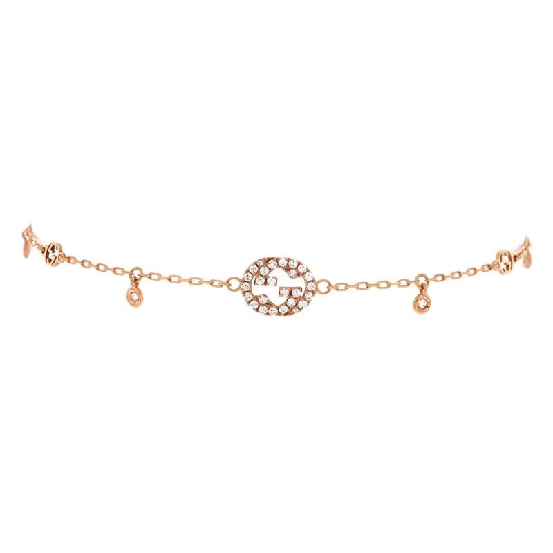 Gucci Interlocking G Chain Bracelet 18K Rose Gold with Diamonds: Condition: Pre-owned - Good,Brand: Gucci,Main Stone: Diamond,Metal: 18K Rose Gold,Metal Purity: 18K,Style: Chain,Type: Bracelet,Color: Rose Gold,Material: Unknown