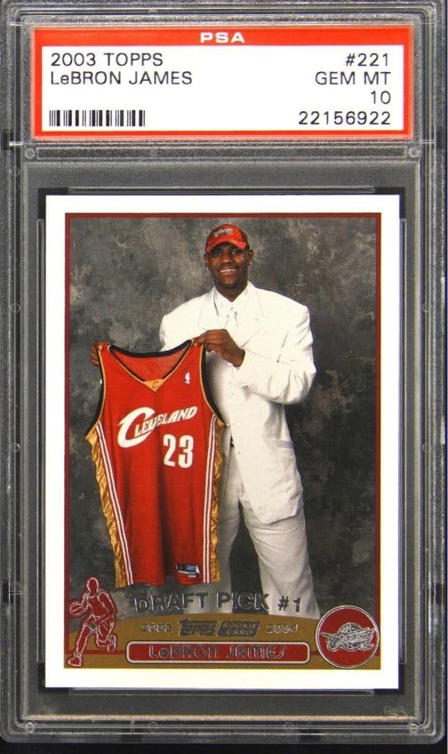 LEBRON JAMES 2003 TOPPS #221 ROOKIE (PSA 10): Condition: Graded - PSA 10: Professionally graded ,Graded: Yes,Sport: Basketball,Type: Sports Trading Card,Set: 2003 TOPPS,Card Name: LeBRON JAMES,Grade: 10,Professional Grader: Professional Sports Au