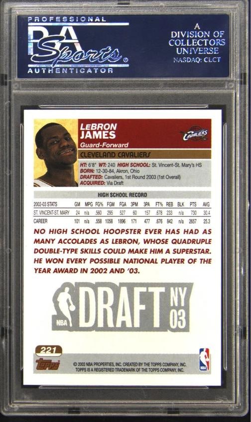 LEBRON JAMES 2003 TOPPS #221 ROOKIE (PSA 10) - 2