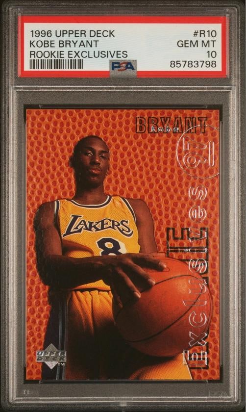1996 UD RC EXCLUSIVES #R10 KOBE BRYANT ROOKIE RC PSA 10: Condition: Graded - PSA 10: Professionally graded ,Graded: Yes,Sport: Basketball,Type: Sports Trading Card,Set: 1996 UPPER DECK ROOKIE EXCLUSIVES,Card Name: KOBE BRYANT,Grade: 10,Professional Grader: