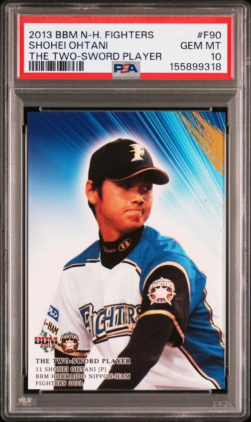 2013 BBM HOKKAIDO NIPPON HAM FIGHTERS THE TWO-SWORD PLAYER SHOHEI OHTANI PSA 10 (1 of 2)