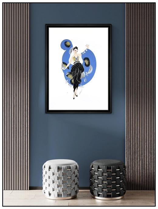 Erte Original A Dream Embossed Serigraph Female Figure Costume Framed Signed Art - 2