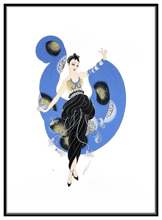 Erte Original A Dream Embossed Serigraph Female Figure Costume Framed Signed Art - 3