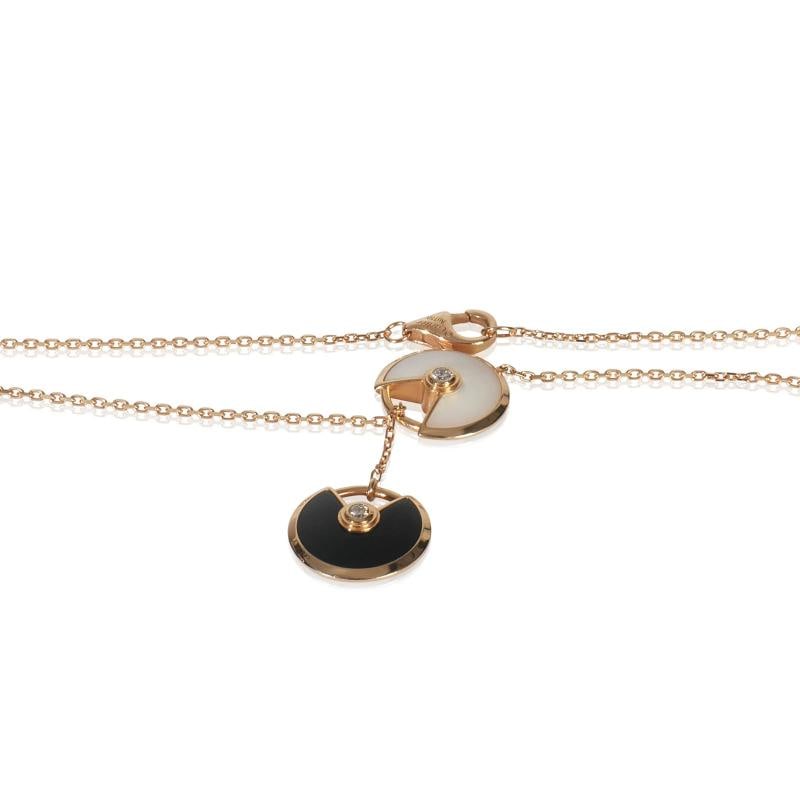 Cartier Rose Gold Mother Of Pearl and Onyx Amulette de Cartier Lariat Necklace - 2