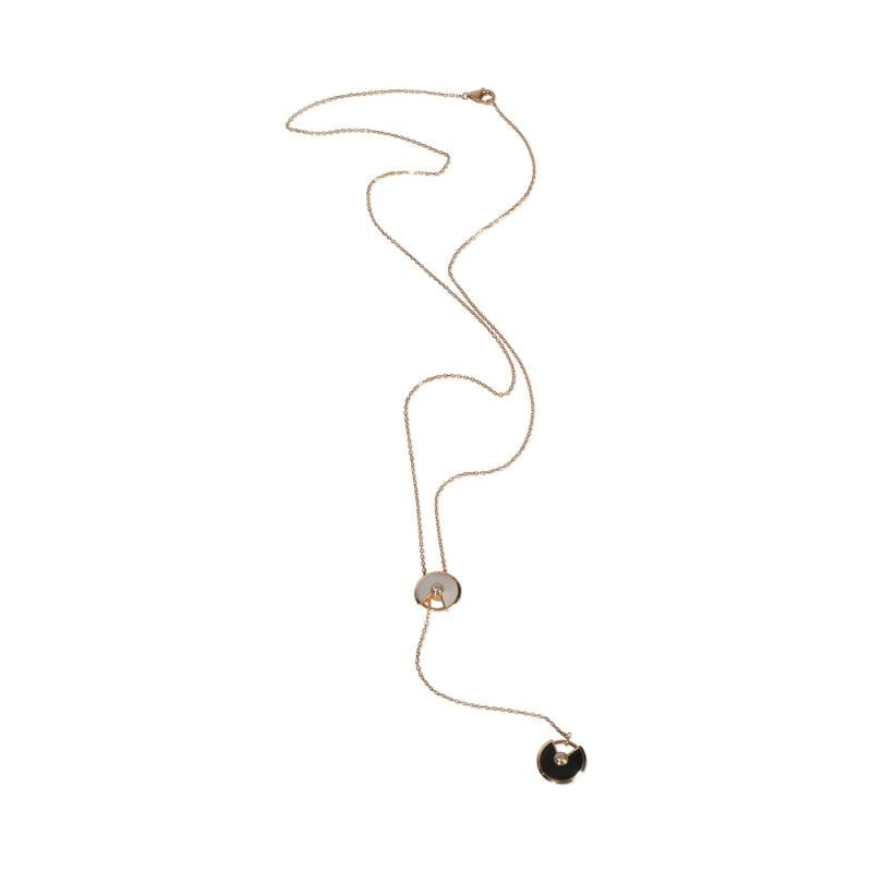 Cartier Rose Gold Mother Of Pearl and Onyx Amulette de Cartier Lariat Necklace - 3