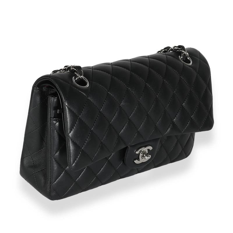Chanel Black Quilted Lambskin Medium Classic Double Flap Bag - 5